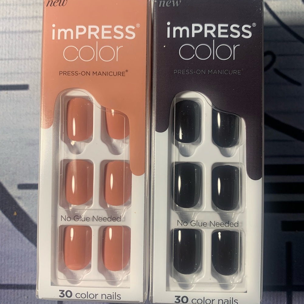 imPRESS Color Press-On Manicure 6 sets -3x Caramel [brown]+ 3x beneath [black]